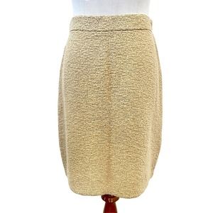 St. John Collection by Marie Gray Gold & Cream Knit Blend Pencil Skirt Size 8